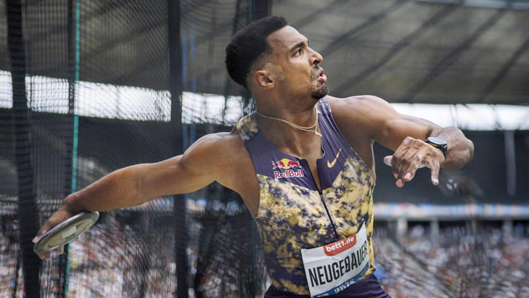 BERLIN, GERMANY - AUGUST 30, 2026: Leo NEUGEBAUER (GER Germany) competing in the men’s discus throw during the ISTAF at Olympic Stadium on August 30, 2026 in Berlin, Germany. Germany Copyright: xAxelxKohringx