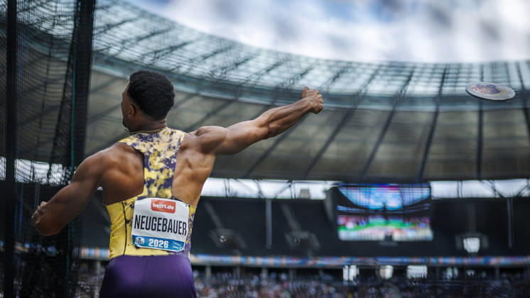 BERLIN, GERMANY - AUGUST 30, 2026: Leo NEUGEBAUER (GER Germany) competing in the men’s discus throw during the ISTAF at Olympic Stadium on August 30, 2026 in Berlin, Germany. Germany Copyright: xAxelxKohringx