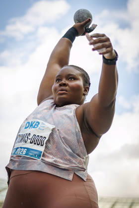 BERLIN, GERMANY - AUGUST 30, 2026: Danniel THOMAS-DODD (JAM Jamaica) competing in the women’s shot put during the ISTAF at Olympic Stadium on August 30, 2026 in Berlin, Germany. Germany Copyright: xAxelxKohringx