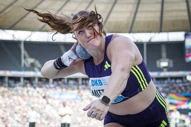 BERLIN, GERMANY - AUGUST 30, 2026: Sarah MITTON (CAN Canada) reacts in the women’s shot put during the ISTAF at Olympic Stadium on August 30, 2026 in Berlin, Germany. Germany Copyright: xAxelxKohringx