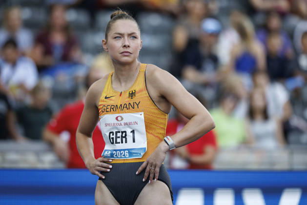 BERLIN, GERMANY - AUGUST 30, 2026: Gina LÜCKENKEMPER (GER Germany) smiling before the 4x100m mixed during the ISTAF at Olympic Stadium on August 30, 2026 in Berlin, Germany. Germany Copyright: xAxelxKohringx