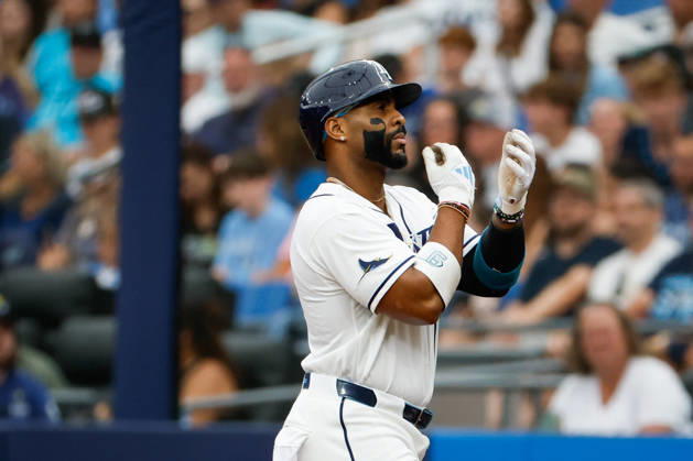 August 30, 2026, St. Petersburg, Florida, USA: Tampa Bay Rays designated hitter Yandy Diaz (2) celebrates, after he hits a single off of San Diego Padres pitcher Robbie Ray (38) during the third inning at Tropicana Field. MLB, Baseball Herren, USA 2026: Padres at Rays  - ZUMA_sp_ 20260830_mda_s70_837 Copyright: xJeffereexWoox
