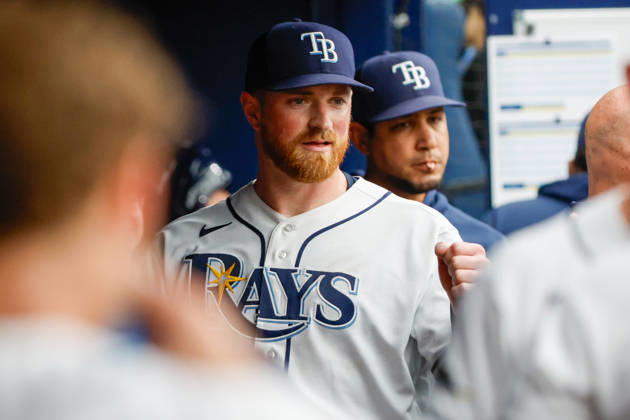August 30, 2026, St. Petersburg, Florida, USA: Tampa Bay Rays pitcher Drew Rasmussen (57) receives fist bumps from teammates, after he retire the San Diego Padres during the second inning at Tropicana Field. MLB, Baseball Herren, USA 2026: Padres at Rays  - ZUMA_sp_ 20260830_mda_s70_844 Copyright: xJeffereexWoox
