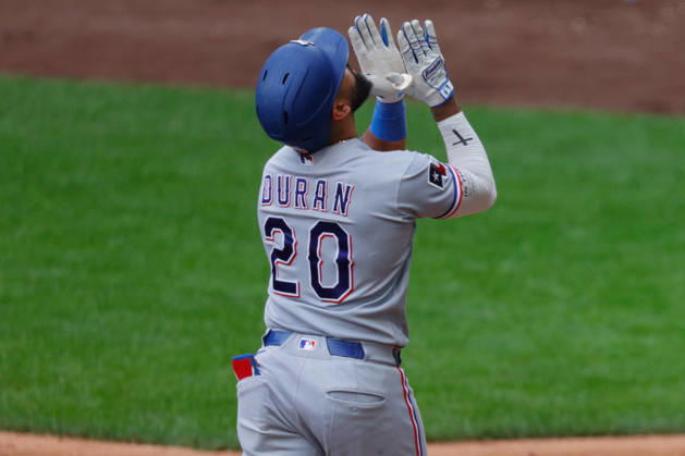 August 30, 2026, Milwaukee, Wisconsin, USA: Texas Rangers second baseman EZEQUIEL DURAN (20) celebrates a home run during the third inning in a baseball game, Sunday, Aug. 30, 2026, in Milwaukee, Wisconsin. Milwaukee USA - ZUMAa325 20260830_zsa_a325_001 Copyright: xDavidxBalleringxIix
