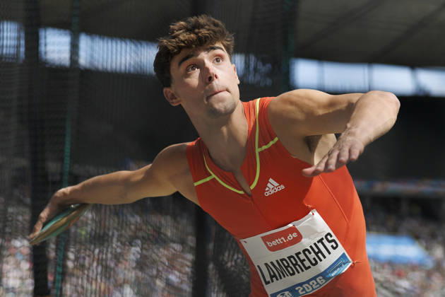 BERLIN, GERMANY - AUGUST 30, 2026: Flor LAMBRECHTS (BEL Belgium) competing in the men’s discus throw during the ISTAF at Olympic Stadium on August 30, 2026 in Berlin, Germany. Germany Copyright: xAxelxKohringx
