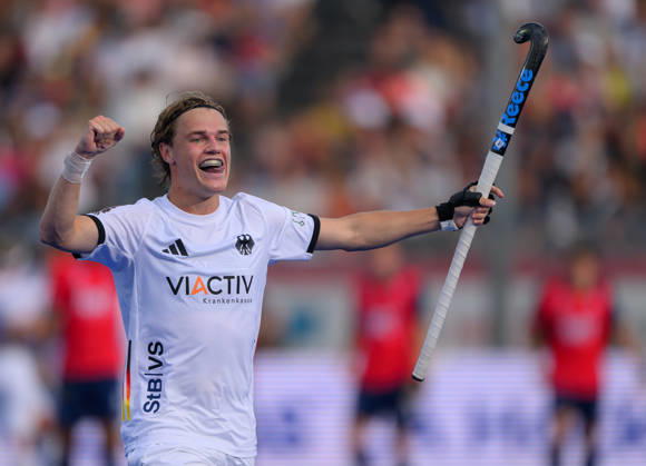 Mens Hockey World Cup Final Michel Struthoff of Germany (Die Honamas) celebrates victory over Spain in the Mens FIH Hockey World Cup Final between at Belfius Hockey Arena, Brussels 30 08 2026 UK Newspapers OUT Copyright: xGraemexWilcocksonx FIL-23866-0036