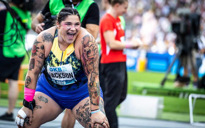ISTAF 2026 Berlin, August 30, 2026: Chase JACKSON of the United States displays exuberant joy during the women’s shot put competition at ISTAF Berlin on August 30, 2026, at the Olympic Stadium in Berlin, Germany Copyright: xBEAUTIFULxSPORTS R.xSchmittx
