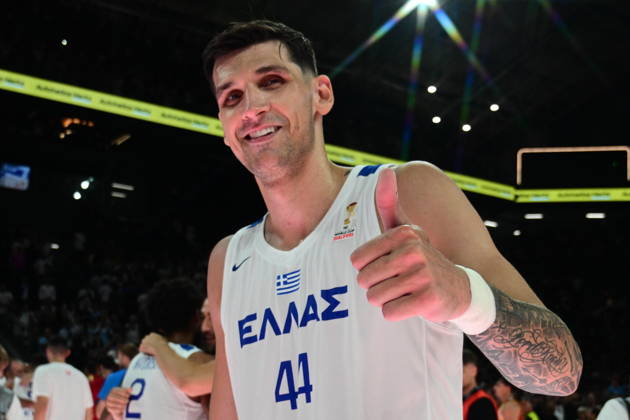 FIBA World Cup European Qualifiers - Greece vs Spain - Konstantinos Mitoglou of Greece celebrate after the FIBA World Cup European Qualifiers 2nd round group I basketball match between Greece and spainl held at Telekom Center Athens, Greece, on 31 August 2026. IMAGO ONE INCH PRODUCTIONS ATHENS GREECE Copyright: xOnexInchxProductionsx 7071393