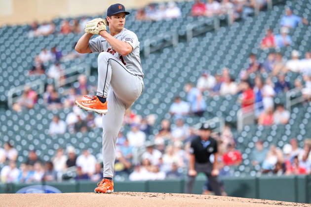 August 31st, 2026: Detroit Tigers pitcher Jackson Jobe (21) pitches against the Minnesota Twins in the first inning during a MLB, Baseball Herren, USA Baseball game between the Detroit Tigers and the Minnesota Twins at Target Field in Minneapolis, Minnesota. CSM Minneapolis USA - ZUMAc04_ 20260831_zma_c04_008 Copyright: xStevenxGarciax