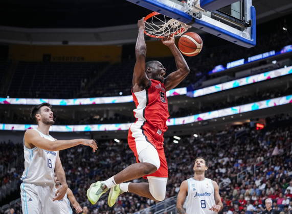August 31, 2026, Quebec City, Pq, Canada: Canada s Mfiondu Kabengele (5) dunks against Argentina during their FIBA world cup qualification action in Quebec City, Monday, Aug.Ã‚ 31, 2026. Players Name  - ZUMAc35_ 20260831_zaf_c35_077 Copyright: xMathieuxBelangerx