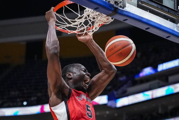 August 31, 2026, Quebec City, Pq, Canada: Canada s Mfiondu Kabengele (5) dunks against Argentina during their FIBA world cup qualification action in Quebec City, Monday, Aug.Ã‚ 31, 2026. Mfiondu Kabengele (5)  - ZUMAc35_ 20260831_zaf_c35_096 Copyright: xMathieuxBelangerx