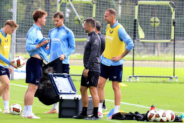 September 1, 2026, Germany, Soccer, 2. Bundesliga, 2026–2027 season, Sportforum, Hertha BSC, Training: Gustaf Nilsson, Hertha BSC Berlin 9; Head Coach: Stefan Leitl, Hertha BSC Berlin, Sebastian Groenning, Hertha BSC Berlin 17, Linus Jasper Gechter, Hertha BSC Berlin 44, 2nd Division, DFB and DFL regulations prohibit any use of photographs as image sequences and or quasi-video. Berlin Sportforum, Berlin, Germany Copyright: xNordphotox xEnglerx
