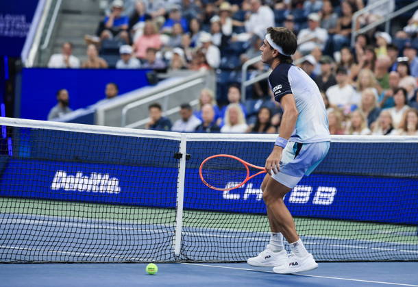 US Open tennis tournament - Day 3 Francisco Comesana of Argentina reacts while in action against Flavio Cobolli of Italy during the men s singles first round of the US Open Tennis Championships at the USTA Billie Jean King National Tennis Center in Flushing Meadows, New York, USA, 01 September 2026. The 2026 US Open tournament runs from 23 August through 13 September. FLUSHING MEADOWS NEW YORK United States  Copyright: xCRISTOBALxHERRERA-ULASHKEVICHx