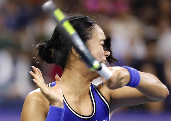 Alexandra Eala of the Philippines returns a ball to Mary.Stoiana in their first round match in Louis Armstrong Stadium at the 2026 US Open Tennis Championship at the USTA Billie Jean King National Tennis Center in New York City on Tuesday, September 1, 2026. NYP20260901123 JOHNxANGELILLO