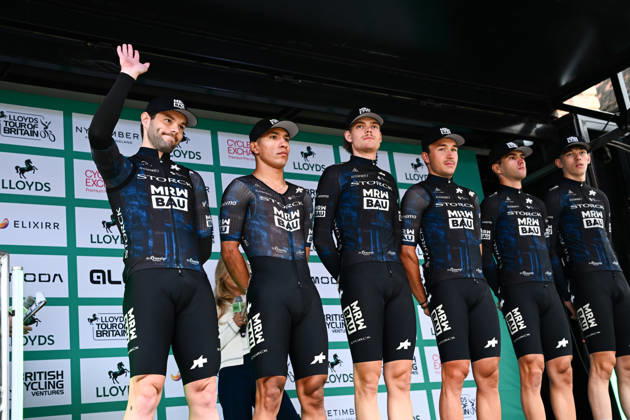 2026 Lloyds Tour of Britain Men Picture by Simon Wilkinson SWpix.com - 02 09 2026 - Cycling - UCI ProSeries - 2026 Lloyds Tour of Britain Men - Stage 1: Lincoln to Lincoln (182.5km) - Matthew Walls, Edgar Cadena Martinez, Alvaro Sagrado Perez, Noé Ury, Robin Kull, Jakob Neumann (Team Storck - MRW Bau) Copyright: x xSWpix.comx(t axPhotographyxHubxLtd)xSimonxWilkinson SWpix.comx SWP-3030-21732
