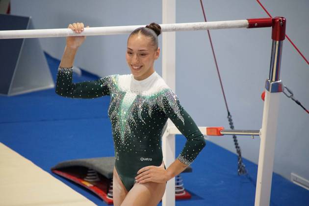 Kaylia Nemour Won Her Third Gold Medal At The JM-2026 Algerian Olympic champion Kaylia Nemour wins two gold medals in artistic gymnastics during the 2026 Mediterranean Games in Taranto, Italy, on September 2, 2026. Algeria ranks ninth in the provisional medal standings with a total of 36 medals, including 10 gold, 7 silver and 19 bronze. Taranto Italy  Copyright: xAPPx originalFilename:app-notitle260902_npW3O.jpg