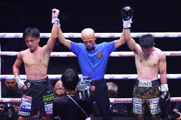 (L-R) Katsuki Mori, Yoshi Sugiura, SEPTEMBER 2, 2026 - Boxing : Japan Minimum weight Championship at Yokohama BUNTAI in Kanagawa, Japan. Noxthirdxpartyxsales  aflo_344525374 YUTAKAx