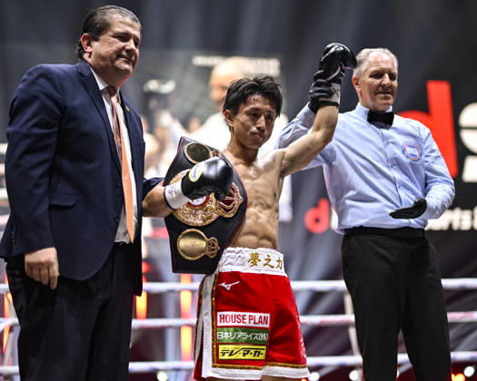 Takeshi Ishii of Japan celebrates afer winning the vacant WBA Minimumweight World Title boxing bout at at Yokohama Buntai in Yokohama, Kanagawa, Japan, September 2, 2026. Noxthirdxpartyxsales  aflo_344740006 HIROAKIxFINITOxYAMAGUCHIx