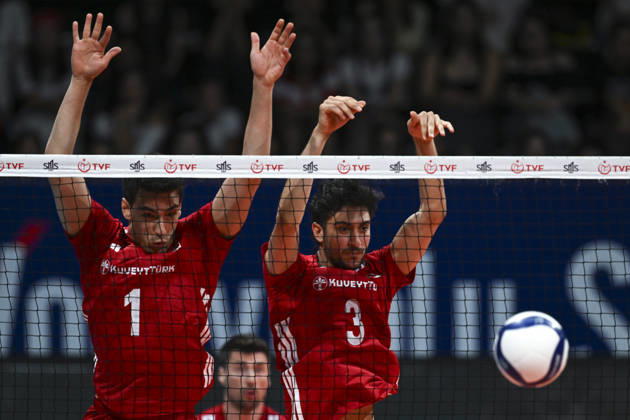 Turkiye v Denmark - CEV EuroVolley 2026 Men Friendly Match ANKARA, TURKIYE - SEPTEMBER 4: Kaan Gurbuz (1) and Ahmet Tumer (3) of Turkiye in action during a friendly match ahead of the 2026 CEV Men s European Volleyball Championship between Turkiye and Denmark at Baskent Volleyball Hall in Ankara, Turkiye, on September 4, 2026. Ismail Kaplan Anadolu Ankara Turkey. Editorial use only. Please get in touch for any other usage.  Copyright: x2026xAnadoluxIsmailxKaplanx