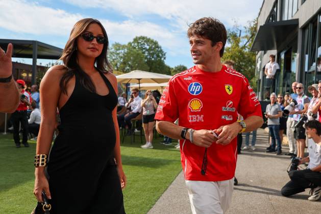 Charles Leclerc of Scuderia Ferrari HP 16 and his wife, Alexandra Saint Mleux, who is expecting a baby, arrive at the paddock; Free Practice 3, Italian Grand Prix, Motorsports, Men, Formula 1, September 5, 2026, Monza, Lombardy, Italy Copyright: xkolbert-press ChristianxKolbertx