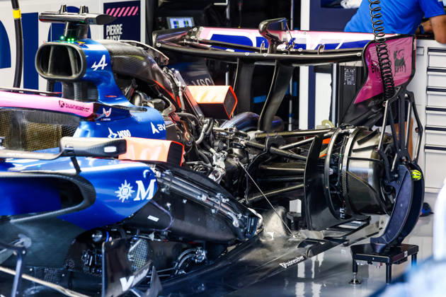 F1 - ITALIAN GRAND PRIX 2026 Alpine F1 Team A526, mechanical detail of Mercedes engine power unit suspensions rear wing during the Formula 1 Gran Premio d™Italia 2026, Italian Grand Prix, 13th round of the 2026 Formula One World Championship, WM, Weltmeisterschaft from September 4 to 6, 2026 on the Autodromo Nazionale Monza, in Monza, Italy - MonzaItaly  Copyright: xFLORENTxGOODENx