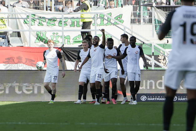Germany 3rd Division 2026–2027, Matchday 4: SC Preußen Münster vs. TSV Havelse, Saturday, September 5, 2026, LVM Preußenstadion, Münster, North Rhine-Westphalia, Germany; Alexander Guiddir scores the 1-1 goal for TSV Havelse; TSV Havelse, 20; goal celebration, joy, emotions Copyright: xMerlexKölkingx