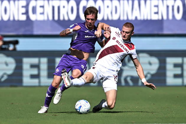 Sport Bilder des Tages Mp Firenze 05 09 2026 - campionato di calcio serie A Fiorentina-Torino foto Matteo Papini Image nella foto: Franco Mastantuono-Pietro Comuzzo 