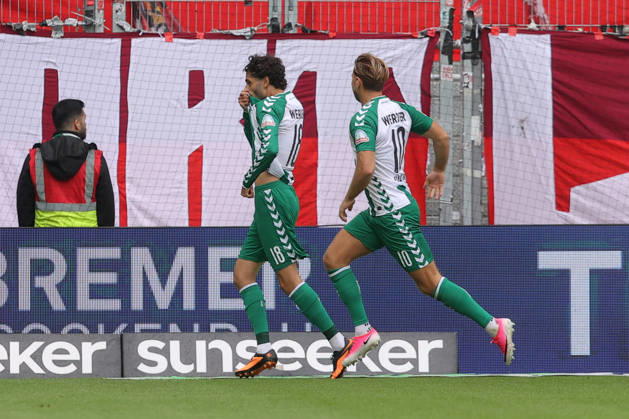 September 5, 2026, xtgx, Soccer, Bundesliga 1, SV Werder Bremen vs. RB Leipzig, from left: Eren Dinkci (Bremen), 18, cheering, Goal celebration, celebrating the goal, DFL DFB REGULATIONS PROHIBIT ANY USE OF PHOTOGRAPHS as IMAGE SEQUENCES and or QUASI-VIDEO Bremen