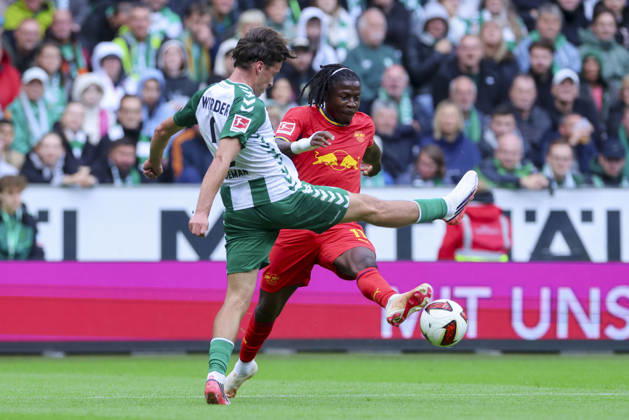 Olivier Deman of Werder Bremen and Christopher Nkunku of RB Leipzig battle for the ball during the Bundesliga match between SV Werder Bremen and RB Leipzig at Weserstadion on September 5, 2026, in Bremen, Germany Photo by Marco Steinbrenner DeFodi Images Olivier Deman of Werder Bremen and Christopher Nkunku of RB Leipzig battle for the ball during the Bundesliga match between SV Werder Bremen and RB Leipzig at Weserstadion on September 5, 2026 in Bremen, Germany Photo by Marco Steinbrenner, DeFodi Images. DFB and DFL regulations prohibit any use of photographs as image sequences and or quasi-video. Photo by Marco Steinbrenner, DeFodi Images