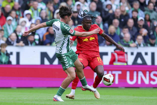Olivier Deman (Werder Bremen) and Christopher Nkunku (RB Leipzig) battle for the ball during the Bundesliga match between SV Werder Bremen and RB Leipzig at Weserstadion on September 5, 2026, in Bremen, Germany Photo by Marco Steinbrenner DeFodi Images Olivier Deman of Werder Bremen and Christopher Nkunku of RB Leipzig battle for the ball during the Bundesliga match between SV Werder Bremen and RB Leipzig at Weserstadion on September 5, 2026 in Bremen, Germany. Photo by Marco Steinbrenner, DeFodi Images. DFB and DFL regulations prohibit any use of photographs as image sequences and or quasi-video. Photo by Marco Steinbrenner, DeFodi Images