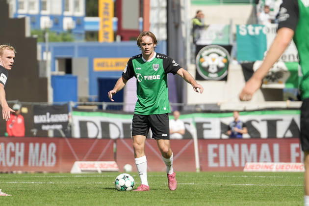 Germany 3rd Division 2026–2027, Matchday 4: SC Preußen Münster vs. TSV Havelse, Saturday, September 5, 2026, LVM Preußenstadion, Münster, North Rhine-Westphalia, Germany; Ryan Johansson (SC Preußen Münster), 20, in possession of the ball Copyright: xMerlexKölkingx
