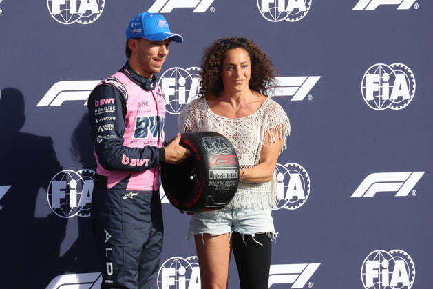 RECORD DATE NOT STATED 5th September 2026; Autodromo Nazionale Monza, Monza, Italy; Formula 1 Italian Grand Prix 2026 Qualifying Day; Pierre Gasly (FRA) BWT Alpine F1 Team and Pierre Gasly (FRA) BWT Alpine F1 Team after securing pole position and Federica Brignone (Italy s ski Olympic Champion) PierrexTeyssot