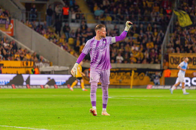 Germany 2. Bundesliga, 2026–2027 Season, September 5, 2026, Matchday 4, SG Dynamo Dresden vs. VfL Bochum, Rudolf Harbig Stadium. Celebratory cheers after VfL Bochum takes a 0–1 lead thanks to a goal by Koji Miyoshi (VfL Bochum, 23), and Timo Horn (VfL Bochum, 1). Copyright: xMichellexLukax