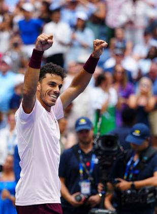 Francisco Cerundolo celebrates his five set win over Taylor Fritz after being two sets down 2026 US Open, Day Seven, USTA Billie Jean King National Tennis Center, New York, USA - 05 Sep 2026New York USTA Billie Jean King National T New York (NY) United States of America EDITORIAL USE ONLY No use with unauthorised audio, video, data, fixture lists, club league logos or live services. Online in-match use limited to 120 images, no video emulation. No use in betting, games or single club league player publications.  Copyright: xJavierxGarcia Shutterstockx 17134332aj