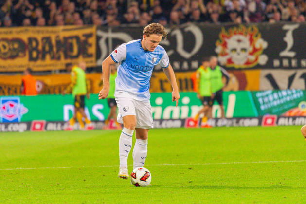 Germany 2. Bundesliga, 2026–2027 Season, September 5, 2026, Matchday 4, SG Dynamo Dresden vs. VfL Bochum, Rudolf Harbig Stadium, Christian Rasmussen (VfL Bochum), 7 on the ball Copyright: xMichellexLukax
