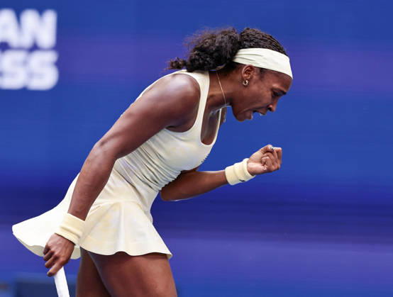 Coco Gauff pumps her fist and celebrates; Cheers; Excitement; Women s Singles; US Open Championships; Billie Jean King National Tennis Center; Flushing Meadows, New York, USA Copyright: xJuergenxHasenkopfx