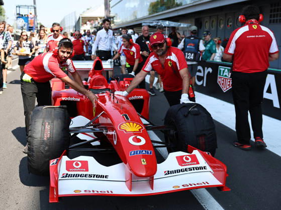IPA88190913 - The Ferrari F2002 before the 2026 Pirelli Italian Grand Prix at the Autodromo Nazionale Monza in Monza, Italy.  Copyright: xLorisxRoselli IPAxSportx xx 88190913