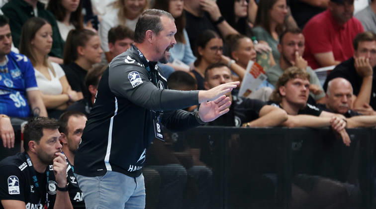 September 6, 2026, Germany, Stuttgart, Handball: TVB Stuttgart vs. Füchse Berlin; Coach Misha Kaufmann (TVB)