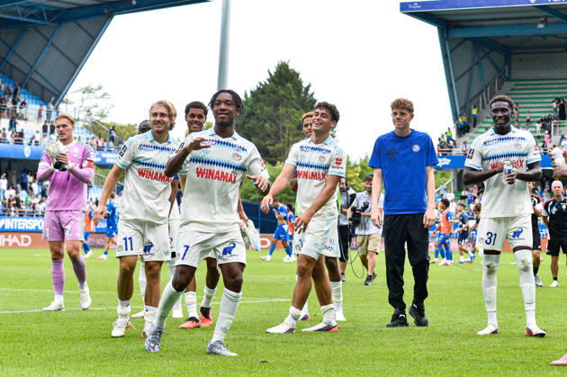 FOOTBALL : ESTAC Troyes x AS Monaco - Ligue 1 - Journà e 03 - 06 09 2026 Samuel Amo-Ameyaw (RC Strasbourg) Sebastien Nansi (RC Strasbourg) Diogo Sousa (RC Strasbourg) TroyesFrance Copyright: xBaptistexAutissierx
