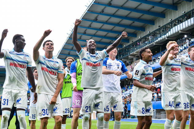 FOOTBALL : ESTAC Troyes x AS Monaco - Ligue 1 - Journà e 03 - 06 09 2026 Joie des joueurs du RC Strasbourg apres la victoire contre Estac Troyes TroyesFrance Copyright: xBaptistexAutissierx