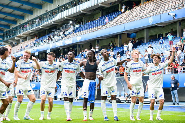 FOOTBALL : ESTAC Troyes x AS Monaco - Ligue 1 - Journà e 03 - 06 09 2026 Joie des joueurs du RC Strasbourg apres la victoire contre Estac Troyes TroyesFrance Copyright: xBaptistexAutissierx