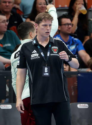 September 6, 2026, Germany, Stuttgart, Handball: TVB Stuttgart vs. Füchse Berlin, Coach Nicolej Krickau (Berlin)