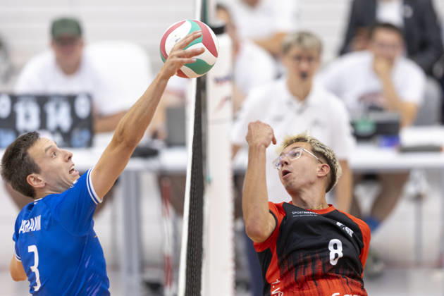 TVV Men s Cup Final: Blue Volleys Gotha vs. 1 VSV Jena 90 Erfurt, September 6, 2026; Christoph Aßmann 3, Blue Volleys Gotha vs. Finn Kazuch 8, 1 VSV Jena 90; TVV Men s Cup Final: Blue Volleys Gotha vs. 1 VSV Jena 90, Riethsporthalle, Erfurt, September 6, 2026 Copyright: xBEAUTIFULxSPORTS Duehringx