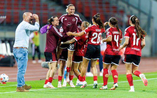 September 6, 2026 Soccer Season 2026–2027 Women s Bundesliga Matchday 3 1 FC Nuremberg (FCN) vs. VfB Stuttgart Sports photo by Zink DaMa xdaxmax Celebration Joy Goal celebration after the 3–2 goal by Fany Proniez 3–1, 1 FC Nuremberg (FCN) and the team celebrate; goal scorer Fany Proniez 3–1, 1 FC Nuremberg (FCN)
