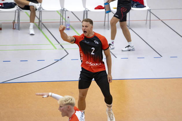 TVV Cup Final, Men s Division: Blue Volleys Gotha vs. 1 VSV Jena 90, Erfurt, September 6, 2026. Cheers, Felix Roller 2–1 VSV Jena 90 TVV Men’s Cup Final: Blue Volleys Gotha vs. 1 VSV Jena 90, Riethsporthalle, Erfurt, September 6, 2026 Copyright: xBEAUTIFULxSPORTS Duehringx