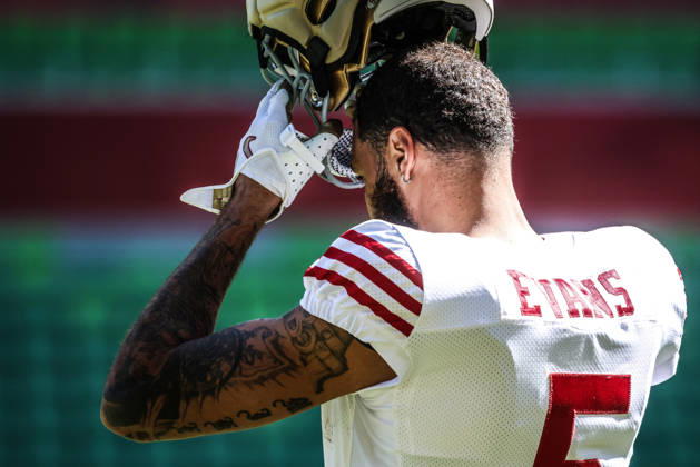 September 8, 2026, Melbourne, Victoria, Australia: MELBOURNE, AUSTRALIA - SEPTEMBER 08: Mike Evans 5 of the San Francisco 49ers during practice at an NFL, American Football Herren, USA media opportunity at AAMI Park on September 08, 2026 in Melbourne, Australia. Melbourne Australia - ZUMAp121 20260908_zsp_p121_030 Copyright: xChrisxPutnamx