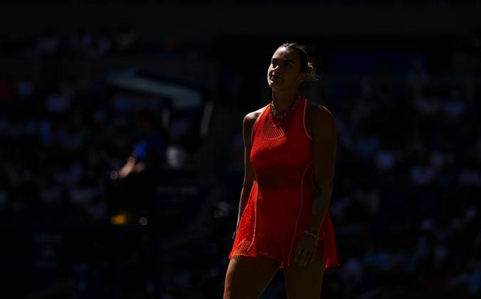 Aryna Sabalenka in quarter final action 2026 US Open, Day Ten, USTA Billie Jean King National Tennis Center, New York, USA - 08 Sep 2026New York USTA Billie Jean King National T New York (NY) United States of America EDITORIAL USE ONLY No use with unauthorised audio, video, data, fixture lists, club league logos or live services. Online in-match use limited to 120 images, no video emulation. No use in betting, games or single club league player publications.  Copyright: xJavierxGarcia Shutterstockx 17140156h