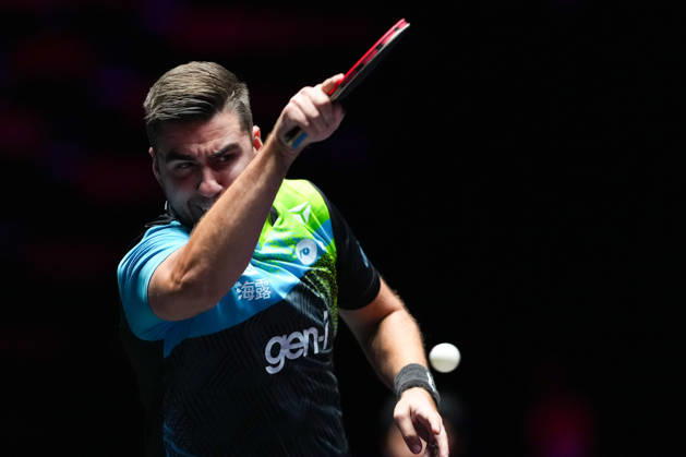 (260909) -- MACAO, Sept. 9, 2026 -- Darko Jorgic of Slovenia competes during the men s singles round of 32 match against Feng Yi-Hsin of Chinese Taipei at the 2026 World Table tennis, Tischtennis (WTT) Champions Macao in Macao, south China, Sept. 9, 2026. ) (SP)CHINA-MACAO-TABLE TENNIS-WTT-MEN S SINGLES (CN) CheongxKamxKa 