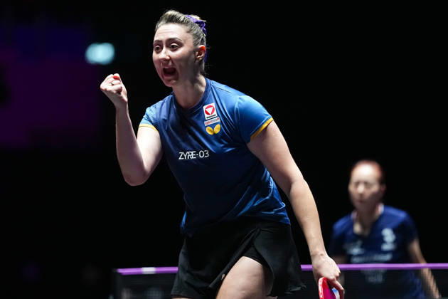 (260909) -- MACAO, Sept. 9, 2026 -- Sofia Polcanova celebrates during the women s singles round of 32 match between Sofia Polcanova of Austria and Yuan Jia Nan of France at the 2026 World Table tennis, Tischtennis (WTT) Champions Macao in Macao, south China, Sept. 9, 2026. ) (SP)CHINA-MACAO-TABLE TENNIS-WTT-WOMEN S SINGLES (CN) CheongxKamxKa 