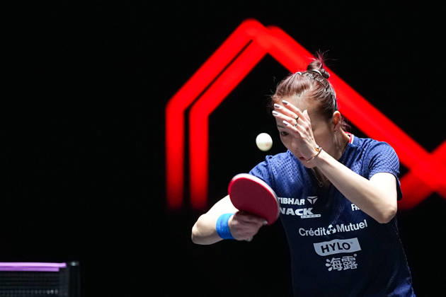 (260909) -- MACAO, Sept. 9, 2026 -- Yuan Jia Nan hits a return during the women s singles round of 32 match between Sofia Polcanova of Austria and Yuan Jia Nan of France at the 2026 World Table tennis, Tischtennis (WTT) Champions Macao in Macao, south China, Sept. 9, 2026. ) (SP)CHINA-MACAO-TABLE TENNIS-WTT-WOMEN S SINGLES (CN) CheongxKamxKa 